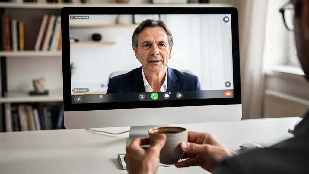 Conseiller en crédit immobilier lors d'une visioconférence avec un client