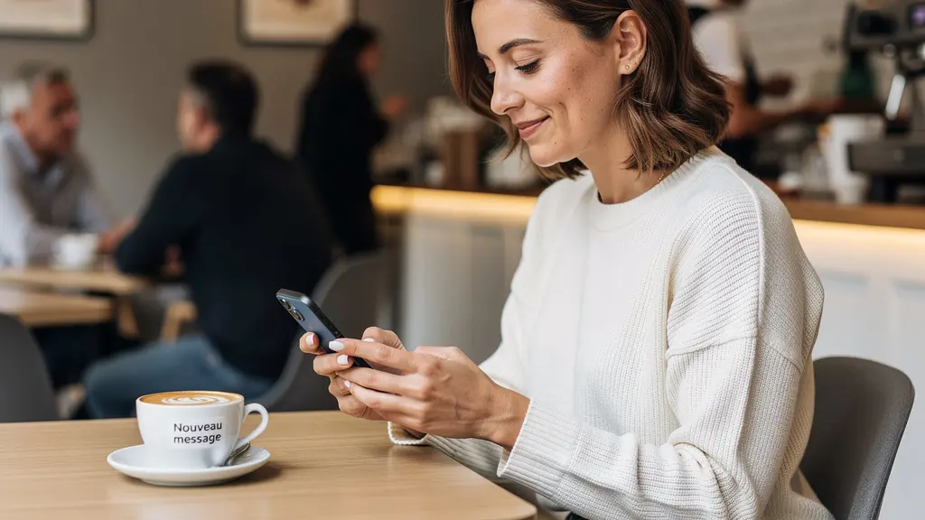 Emprunteuse consultant une simulation de prêt immobilier sur smartphone